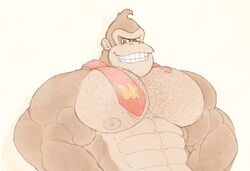 abs anthro banana bara biceps biped donkey_kong donkey_kong_(series) furry gorila hairy_chest hunk looking_at_viewer male male_only monkey muscular muscular_arms muscular_male nintendo nipples nude pecs ripped-saurian smile smirk solo solo_male tie video_games