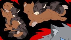 2025 ashfur_(thunderclan) bloowolfy brambleclaw_(warriors) brown_body brown_fur closed_eyes cuddling domestic_cat felid feline felis female feral fur grey_body grey_fur group hi_res jealous male male/female mammal orange_body orange_fur pregnant pregnant_female pregnant_feral smile squirrelstar_(warriors) trio warriors_(book_series)