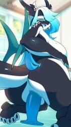1girls 2026 9:16 animated anthro anus ass audio big_ass big_breasts big_butt blue_hair blush breasts cetacean coral_dragon_(rainbowwave) dildo dolphin dragon female genitals hair hi_res hybrid mammal marine moan moaning moaning_female moaning_in_pleasure moans mythological_creature mythological_scalie mythology nipples nude oceanic_dolphin orca penelope_(rainbowscreen) pussy rainbowscreen scalie sex_toy solo sound tagme toothed_whale vertical_video video