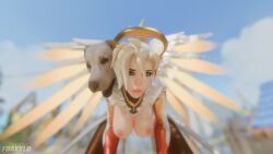 1girls 3d 3d_animation all_fours angela_ziegler animal_genitalia animal_penis animated balls big_penis blizzard_entertainment blonde_female blonde_hair blue_eyes breasts canine canine_penis doggy_style female fraxxlr knot knotted_penis looking_pleasured male mercy nipples no_sound outdoors overwatch overwatch_2 ponytail pussy sex shaved_pussy tagme vaginal_penetration vaginal_sex video zoophilia zoophilia