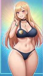 ai_loverhoney bikini blonde_hair kitagawa_marin pink_eyes police