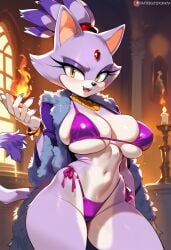 2d ai_generated bikini blaze_the_cat cat_ears catgirl female female_focus female_only fire furry furry_female highleg solo solo_female solo_focus sonic_(series) sonic_the_hedgehog_(series) tagme