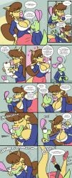 1boy 1girls 2d 2d_(artwork) 2d_artwork age_difference arms_around_partner big_breasts breast_squeeze breasts brown_hair candy comic curvy curvy_female curvy_figure dialogue digital_drawing_(artwork) digital_media_(artwork) dragon dragon_girl dragon_tail duo duo_focus female french_kiss french_kissing green_body green_eyes green_skin hand_on_hip high_heels jamearts jimmy’s_sloppy_life jimmy_(jamearts) kissing letter lizard lizard_tail lizardman long_hair male male/female mwah nervous nervous_expression non-human panels pink_eyes pink_lips pinned_down pinned_to_floor rebecca_(jamearts) saliva saliva_drip saliva_trail scalie scalie_female scalie_male scared scared_expression scared_male serious serious_face serious_look size_difference smooch student student_and_teacher teacher teacher_and_student teacher_outfit tongue tongue_out yellow_body yellow_skin