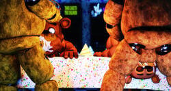 3d 3d_(artwork) 4boys animatronic balls bear closed_eyes cum cum_in_mouth cum_on_face cum_on_penis ejaculation face_fucking five_nights_at_freddy's five_nights_at_freddy's_2 freddy_(fnaf) gay ingame_model looking_down male nsfwfrasty21 on_table oral_sex penis robot toy_freddy toy_freddy_(fnaf) video_games withered_freddy withered_golden_freddy_(fnaf)