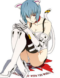 1girls ass blue_hair bodysuit breasts cat_ears cat_tail catgirl clothing female high_heels hips human neon_genesis_evangelion nerv pale-skinned_female pale_skin panties pilot_suit plugsuit pussy red_eyes rei_ayanami short_hair solo solo_female stockings thighhighs