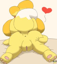 <3 animal_crossing anthro anus ass canid canine canis dog_tail domestic_dog female fur furry furry_only genitals heart isabelle_(animal_crossing) mammal naked nintendo nude paws pichu90 presenting presenting_anus presenting_hindquarters presenting_pussy pussy rear_view solo tail video_games