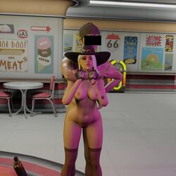 1boy 1girls 3d abs anal anal_penetration anal_sex animated ashe_(overwatch) blender blender_(software) brown_eyes brown_hair choking cow_girl cowgirl curvy curvy_female curvy_figure curvy_hips diner domination female_focus fit fit_female from_behind_position hair happy hat leggings lipstick looking_away looking_to_the_side mp4 music overwatch poopoohead rape shorter_than_30_seconds shorter_than_one_minute smile smiling sound standing standing_position standing_sex tiptoes video video_games white_hair