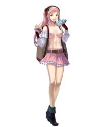 1girls alternate_costume alternate_hairstyle animal backpack bare_legs bare_shoulders biggitybiggitybig blue_eyes boots detached_sleeves edit felicia_(fire_emblem) felicia_(picnic)_(fire_emblem) fingerless_gloves fire_emblem fire_emblem_fates fire_emblem_heroes food gloves hair_down high_heels looking_at_viewer medium_breasts nintendo nipples nude_filter official_art open_mouth pink_hair sandwich skirt smile solo squirrel topless transparent_background