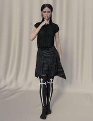 3d 3d_(artwork) black_hair daz3d daz_studio dress emo goth goth_girl pin3d posing stockings