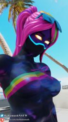 1girls 3d breasts darkbahamuth eyewear_on_head female female_only fortnite galaxia_(fortnite) solo sunglasses_on_head