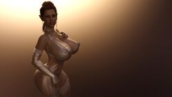 3d bimbo bimbofication elf_ears elf_female eromd evangeline_lilly female female_only gradient_background lord_of_the_rings milf pointy_ears presenting_breasts solo_female tauriel the_hobbit thick_thighs wallpaper