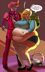 adventure_time ass backpack bag bbw belly belly_overhang big big_ass big_belly big_breasts breasts cake_the_cat curvaceous english_text fat feederism female female_focus fionna_the_human_girl human love_handles male muffin_top nonude overweight overweight_female peppermint_butler pewbutt prince_gumball rule_63 teenager text thick thick_thighs tight_clothing tomboy voluptuous weight_gain wide_hips