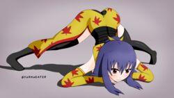 1girls ass blue_fur clothing edens_zero embarrassed face_down_ass_up full_body homura_kogetsu jack-o_pose jackochallenge red_eyes solo yorhaeater