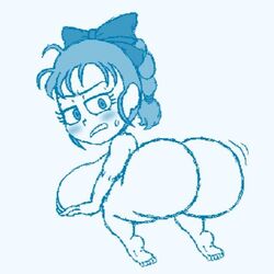 1girls 2021 5_fingers 5_toes big_ass big_breasts blush blushing bulma_briefs dragon_ball female ftrashpickle looking_at_viewer looking_back naked nude nude_female sideboob sketch sweat sweatdrop sweating teenager younger