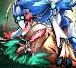 anal anal_sex anthro avian beak blue_eyes blue_hair blush bodily_fluids cum decidueye duo erection face feathers feral fermusieboir4 fur genital_fluids genitals hair hi_res male male/male male_only male_penetrated male_penetrating male_primarina mammal marine nintendo nude open_mouth orgasm orgasm_face penetration penis pokémon_(species) pokemon primarina sex smile tongue video_games white_body wings