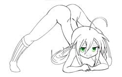 1girls alternate_version_available ass ass_focus ass_up face_down face_down_ass_up green_eyes jack-o_pose jackochallenge jmantime konata_izumi legs_spread long_hair lucky_star sketch small_ass small_breasts smiling sole_female