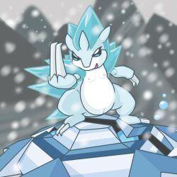 alolan_sandslash animate_inanimate anthro breasts claws cryogonal digital_media_(artwork) female female_only nonsexual_nudity pinnipip pokémon_(species) pokemon pokemon_(species) pose pussy sandslash sleeping