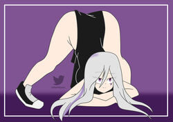 1girls ass ass_focus ass_up face_down face_down_ass_up fhs fhsz3r0 fnafhs fnafhs_z3ro fnafhsrule34 jack-o_pose jackochallenge long_hair mai_(fnafhs) purple_eyes smiling smiling_at_viewer white_hair