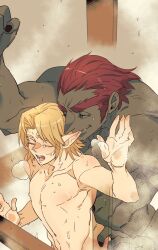 2boys anal anal_sex arched_back artist_request ass_grab blush femboy ganondorf ganondorf_(ocarina_of_time) gay link link_(ocarina_of_time) male_only nude ocarina_of_time open_mouth size_difference tagme the_legend_of_zelda yaoi