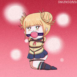 1girls ball_gag bondage female gag himiko_toga my_hero_academia oncensored rope_bondage