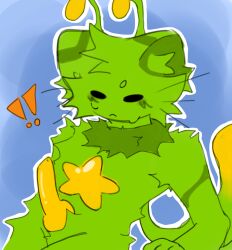 !! accurate_art_style alien alien_cat artist_request blue_background cat_ears cat_tail cute furry gay gnarpian gnarpy_(regretevator) green_skin male_only penis regretevator roblox roblox_game robloxian source_request surprised tagme unexpected yellow_penis