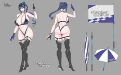 artist_name ass aviator_sunglasses backless_outfit bikini boots breasts character_name checkered_flag cleavage collarbone commentary commentary_request concept_art dog_tail drill_hair drill_ponytail eyewear_on_head fei_(maidoll) female female_only flag gloves hand_up high_heels highres large_breasts long_hair looking_at_viewer multiple_views navel official_alternate_costume official_art ponytail race_queen reference_sheet see-through shoulder_blades string_bikini sunglasses swimsuit tail taimanin_(series) taimanin_rpgx thigh_boots thong thong_bikini uehara_rin umbrella visor_cap