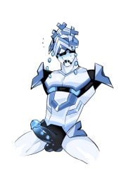 animate_inanimate anthro balls cryogonal digital_media_(artwork) erect_penis erection face_on_chest gijinka male male_only mopan no_arms penis pokémon_(species) pokemon snowflake sweat