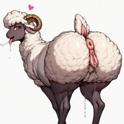 ai_generated big_ass female feral feral_only presenting_hindquarters sheep wet_pussy