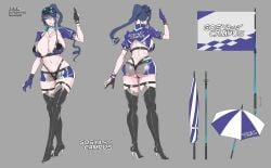 artist_name ass aviator_sunglasses backless_outfit bikini boots breasts character_name checkered_flag cleavage collarbone commentary commentary_request concept_art cropped_jacket dog_tail drill_hair drill_ponytail eyewear_on_head fei_(maidoll) female female_only flag gloves hand_up high_heels highres large_breasts long_hair looking_at_viewer microskirt milf multiple_views navel official_alternate_costume official_art ponytail race_queen reference_sheet see-through shoulder_blades skirt string_bikini sunglasses swimsuit tail taimanin_(series) taimanin_rpgx thigh_boots thong thong_bikini uehara_rin umbrella visor_cap