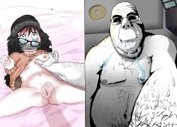 1boy 1girls anus bald_man beanie beard_stubble biting_lip black_hair blue_eyes breast_grab breasts ceiling ceiling_light clothed_female_nude_male cobson crying crying_with_eyes_open drooling fat_male fat_man female female_pov glasses glasses_askew grabbing_breast groping_breasts hairy_male hetero imminent_rape indoors light_bulb lightbulb long_hair lying_on_bed male male/female neckbeard oh_no penis_shadow petite pillow pov_eye_contact pussy pussy_juice pussy_juice_drip rape rapeson saliva scared skinny small_breasts soyjak soytan spread_legs straight stubble sweat sweating taped_mouth ugly_bastard ugly_male ugly_man