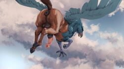 16:9 2023 absurd_res animal_genitalia animal_penis anus ass avian balls beak big_anus big_penis black_beak claws cloud digital_media_(artwork) equine_genitalia equine_penis erection european_mythology feathered_wings feathers feet feral finger_claws flared_penis flying genitals greek_mythology hi_res hippogriff hooves laser_(artist) looking_at_viewer looking_back looking_back_at_viewer looking_down looking_down_at_viewer male medial_ring mythological_avian mythology nude penis pluvian presenting presenting_anus presenting_balls presenting_hindquarters presenting_penis puffy_anus quadruped rear_view scuted_arms scutes solo widescreen wings