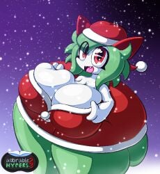 big_breasts breasts christmas emillie_(zanbonsen) huge_breasts kirlia pokémon_(species) pokemon pokemon_(species) thick_thighs wide_hips zanbonsen