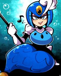 1girls 2023 big_breasts big_hips big_thighs blue_eyes breasts capcom female female_only legendofnerd lipstick looking_at_viewer mega_man mega_man(classic) mermaid mermaid_girl robot robot_girl rockman smile smiling smiling_at_viewer solo solo_female splash_woman thick_thighs wide_hips