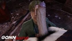 alarmed big_dick blonde_hair bloober_team gay gonnnsfw hung james_sunderland konami light-skinned_male light_skin long_penis male male/male male_focus male_only pale-skinned_male pale_skin pyramid_head silent_hill silent_hill_2 yaoi