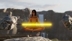 casual dark_skin female floating human jedi:_fallen_order meditating meditation prederty second_sister star_wars trilla_suduri weapon