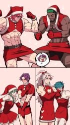 6boys abs aphelios blush chest christmas christmas_clothing christmas_outfit crossdressing dress ezreal femboy feminine_male gaeha_is_ heartsteel_aphelios heartsteel_ezreal heartsteel_k'sante heartsteel_kayn heartsteel_series heartsteel_sett heartsteel_yone k'sante kayn league_of_legends looking_at_viewer male male_focus male_only mask masked masked_male miniskirt muscular muscular_male pecs pectorals santa_costume santa_dress santa_hat sett skirt thick_thighs twink yone