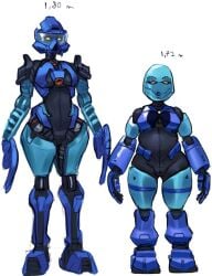 2girls biomechanical bionicle blue_body gali lego mask masked_female nokama nokama_(turaga) only_female robot_girl size_difference specterl tagme yellow_eyes