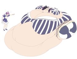 2girls bbw big_belly big_boobs blob fat fat_female fat_fetish female hololive immobile light-skinned_female light_skin minato_aqua morbidly_obese morbidly_obese_female multicolored_hair multiple_girls murasaki_shion obese obese_female purple_hair ssbbw virtual_youtuber vtuber white_background white_hair witch_hat