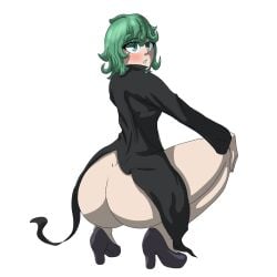 1girls ass ass_focus female female female_focus female_only girl high_heels jfleng one-punch_man squatting tatsumaki thick_ass thick_thighs