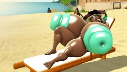 1girls 3d 3d_(artwork) barefoot beach big_ass breasts_bigger_than_head casual casual_nudity completely_nude completely_nude_female female female_only full_body huge_breasts hyper_breasts hyper_nipples lordscrubart marina_(splatoon) naked naked_female nintendo nude nude_female public public_nudity solo solo_female splatoon