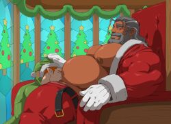 2023 2boys bara bara_tiddies bara_tits barazoku blowjob christmas christmas_elf clothing deepthroat elf gay gay_blowjob holidays kartos male male/male male_focus male_nipples male_only manly muscular_male nipples oral oral_sex penis santa_claus santa_costume solo_male white_beard white_hair yaoi