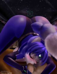 anthro ass ass_focus blowjob blue_body dick fellatio fox furry krystal krystal_(assault_outfit) nintendo oral star_fox vtalfluffy