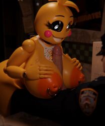 1boy 1girls 3d 3d_(artwork) 3d_animation animated animatronic female feversfm five_nights_at_freddy's five_nights_at_freddy's_2 furry gif lovetaste_chica paizuri security_guard tagme toy_chica_(fnaf) toy_chica_(love_taste)