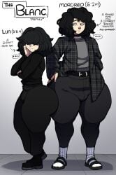 big_ass big_butt black_hair blackwhiplash bottom_heavy bottom_heavy_femboy bwl character_sheet dilf family father_and_son femboy femboy_dilf gay hair_covering_eyes lun_blanc mordred_blanc oc original_characters voluptuous_male wide_hips