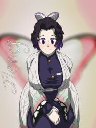 1girls alternate_breast_size big_breasts breasts demon_slayer dressed female female_only jfleng kimetsu_no_yaiba kochou_shinobu leaning leaning_forward shinobu solo thick_ass thick_breasts thick_thighs