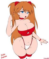 ass asuka_langley_sohryu big_ass big_butt breasts choker cleavage clothed female female_only fingernails french_nails ginger ginger_hair huge_ass long_fingernails long_hair long_nails nail_polish neon_genesis_evangelion open_mouth orange_hair painted_fingernails painted_nails red_hair red_nails revealing_clothes skimpy_clothes stockings swimsuit twintails white_panties zonen404