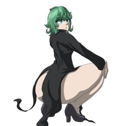 1girls ass female female female_focus female_only girl high_heels jfleng one-punch_man squatting tatsumaki thick_ass thick_thighs thighs