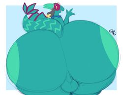 absurd_res anthro ass backsack balls big_ass big_butt blue_scarf bubble_butt clothing colored_sketch colossal_ass flygon genitals gigantic_ass green_body headgear headwear hi_res huge_ass huge_butt hyper hyper_ass hyper_butt len_(focus) looking_back male nekocrispy nintendo perineum pokémon_(species) pokemon pokemon_(species) rear_view scarf solo thick_thighs video_games wide_hips