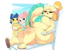 3futas :3 animal_crossing animal_crossing_girl ankha anthro balls balls_on_leg beach bikini blush breasts bulge bulge_through_clothing bulumble-bee cleavage clothed clothing erection furry futa_mayor futa_only futanari huge_balls huge_breasts huge_cock human humanoid_penis hyper hyper_balls hyper_penis isabelle_(animal_crossing) mostly_nude nintendo penis penis_awe penis_size_difference penis_under_clothes sitting solo_focus standing sweaty_balls testicles thick_thighs villager_(animal_crossing) wide_hips