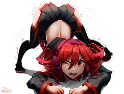 akofi ass ass_up boots fangs jack-o_pose kasane_teto no_panties pink_eyes pink_hair skirt tagme tears thigh_boots thighhighs top-down_bottom-up trembling twin_drills utau